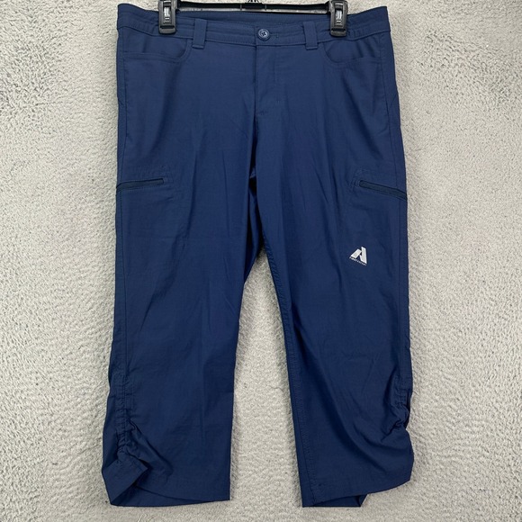Eddie Bauer First Ascent Womens Capris Cargo Hiking Pants 10 Blue Nylon Blend